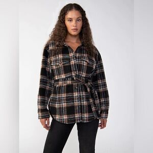 NEW SANCTUARY shay shacket in essex plaid  jacket, coat size XXL